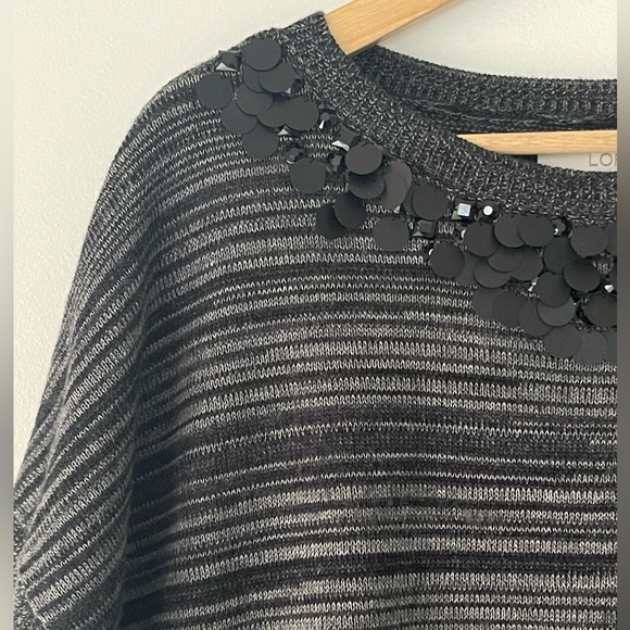 Loft Short Sleeve Sweater with Beads and sequins Size Medium Wool blend - Picture 5 of 9